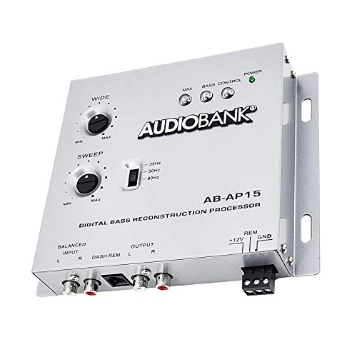 Audiobank 1/2 Din Car Audio Digital Bass Processor, Sound Restoration & Crossover for Car Subwoofer with Bass Knob/Input Level: 15V RMS & Output Level: 13.5V Peak Audiobank 1/2 Din Car Audio Digital Bass Processor, Sound Restoration & Crossover for Car Subwoofer with Bass Knob/Input Level: 15V RMS & Output Level: 13.5V Peak